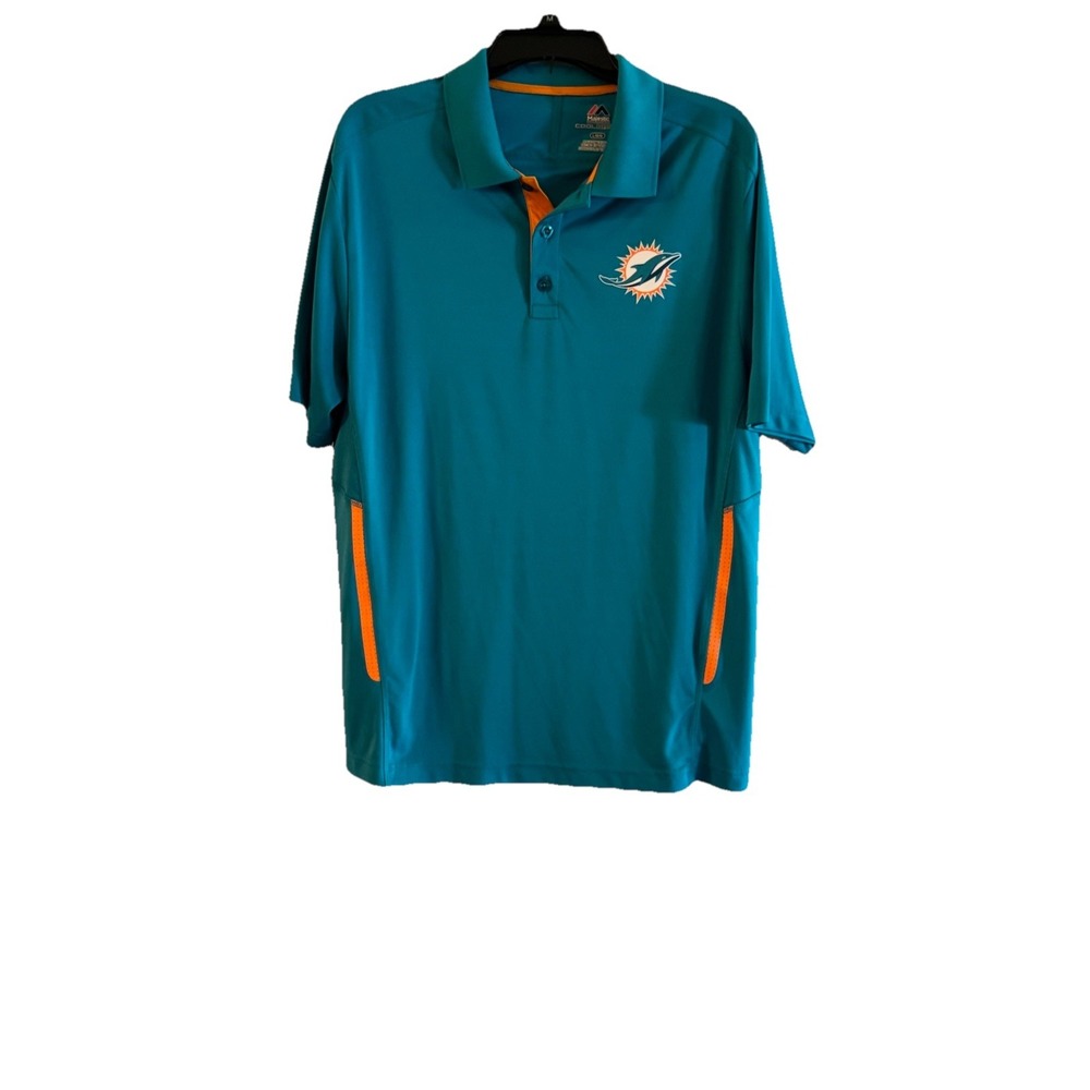 Majestic Miami Dolphins Men's Cool Base Golf Shirt Large Preowned